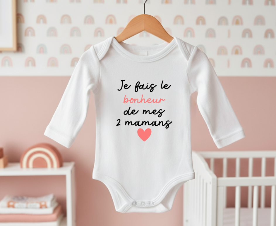Body personnalisé "Je fais le bonheur de mes 2 mamans"