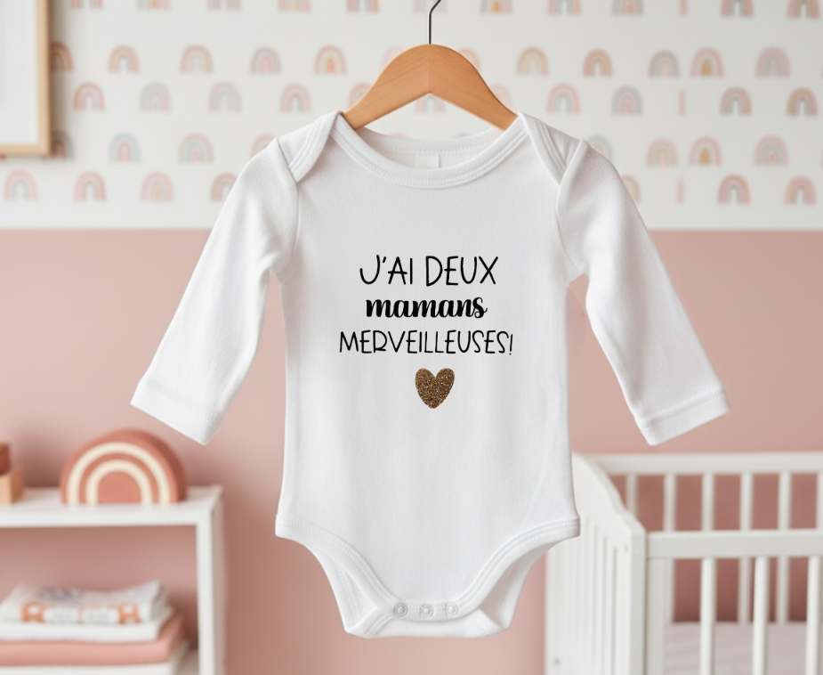 Body personnalisé "J'ai deux mamans merveilleuses ! "