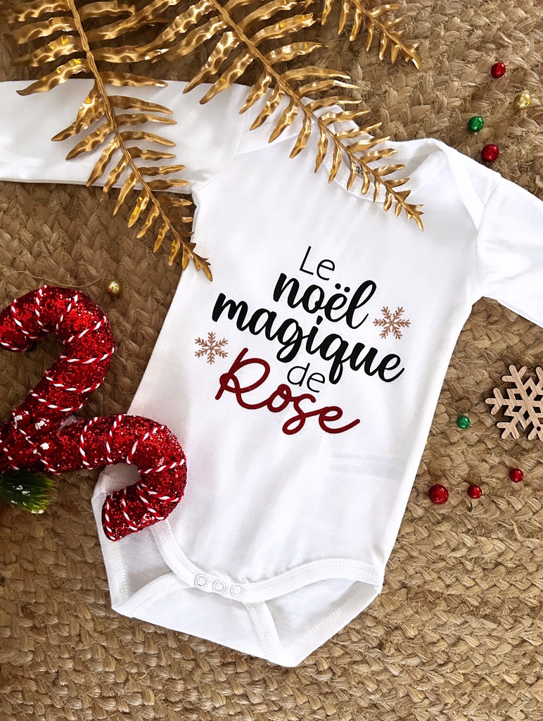 Body personnalisé "Le noël magique de (prénom)"