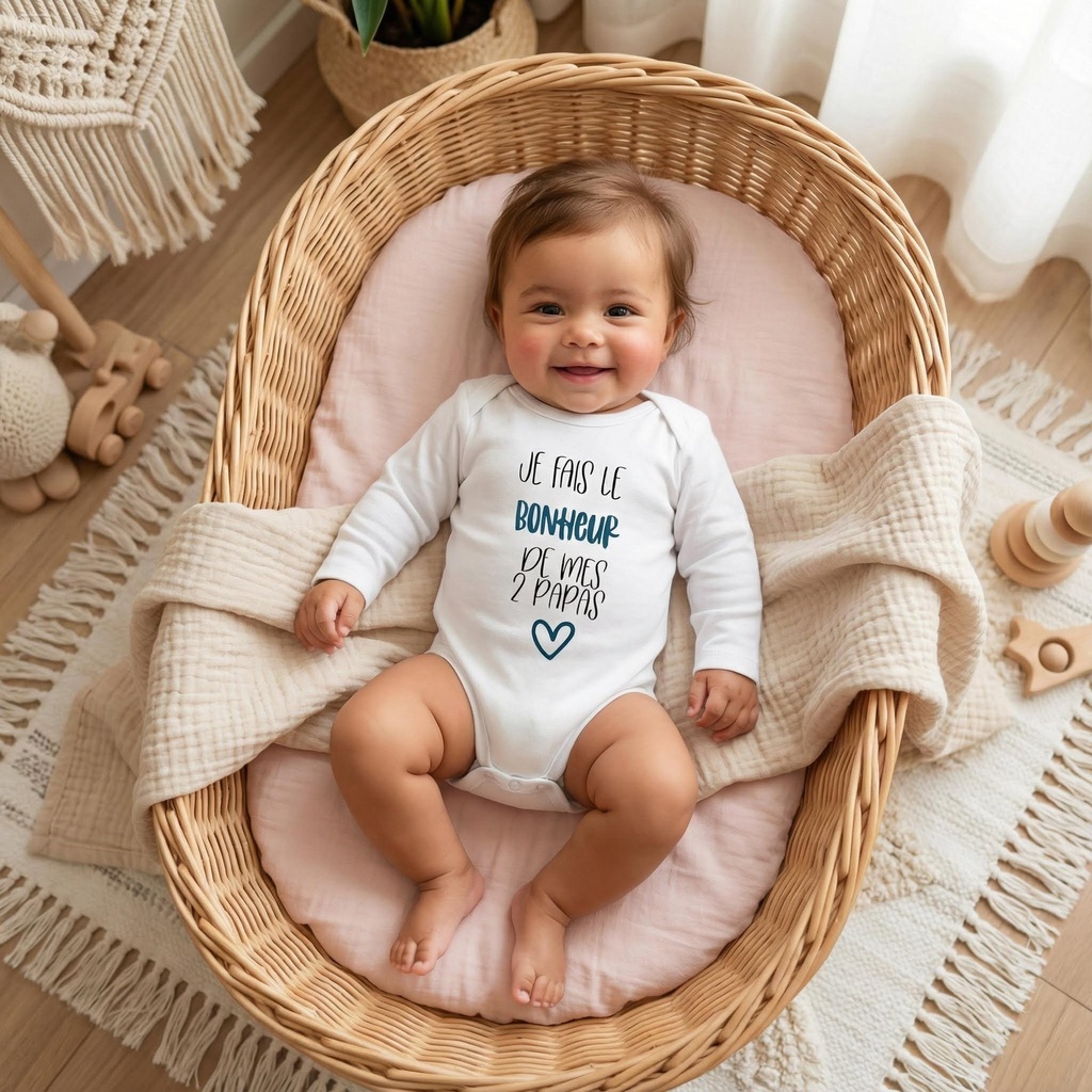 Body personnalisé "Je fais le bonheur de mes 2 papas"