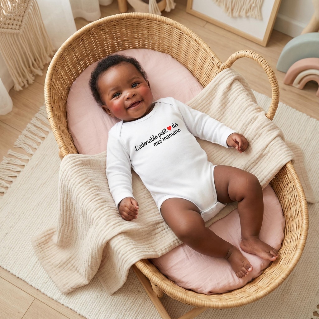 Body personnalisé "L'adorable petit coeur de mes mamans"