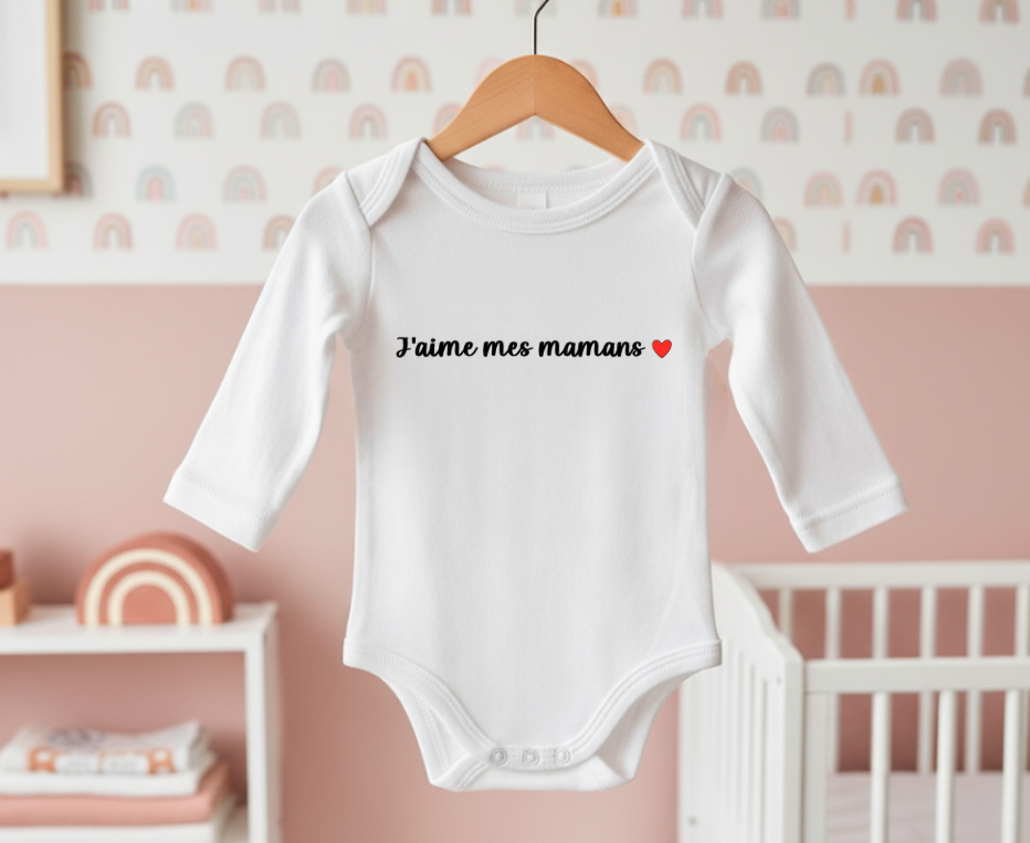 Body personnalisé "J'aime mes mamans"