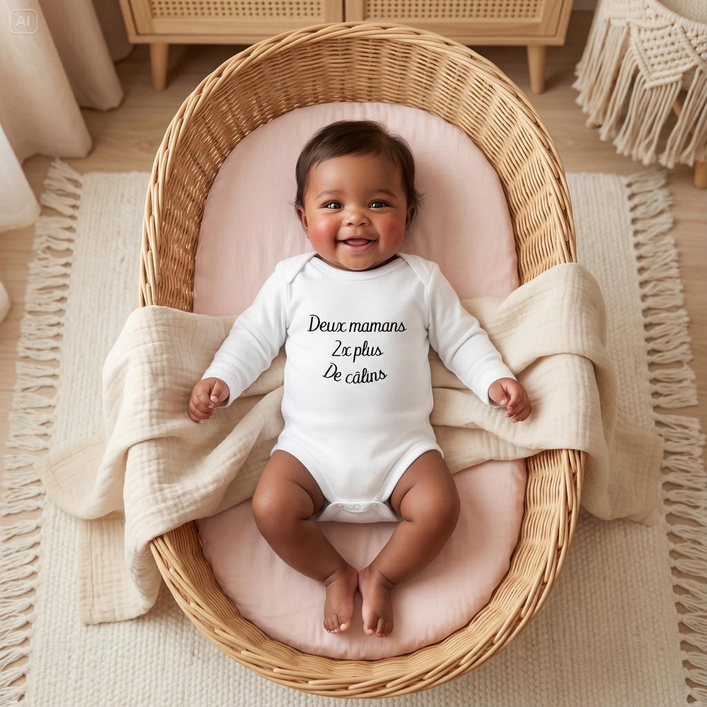 Body personnalisé "Deux mamans 2x plus de câlins"