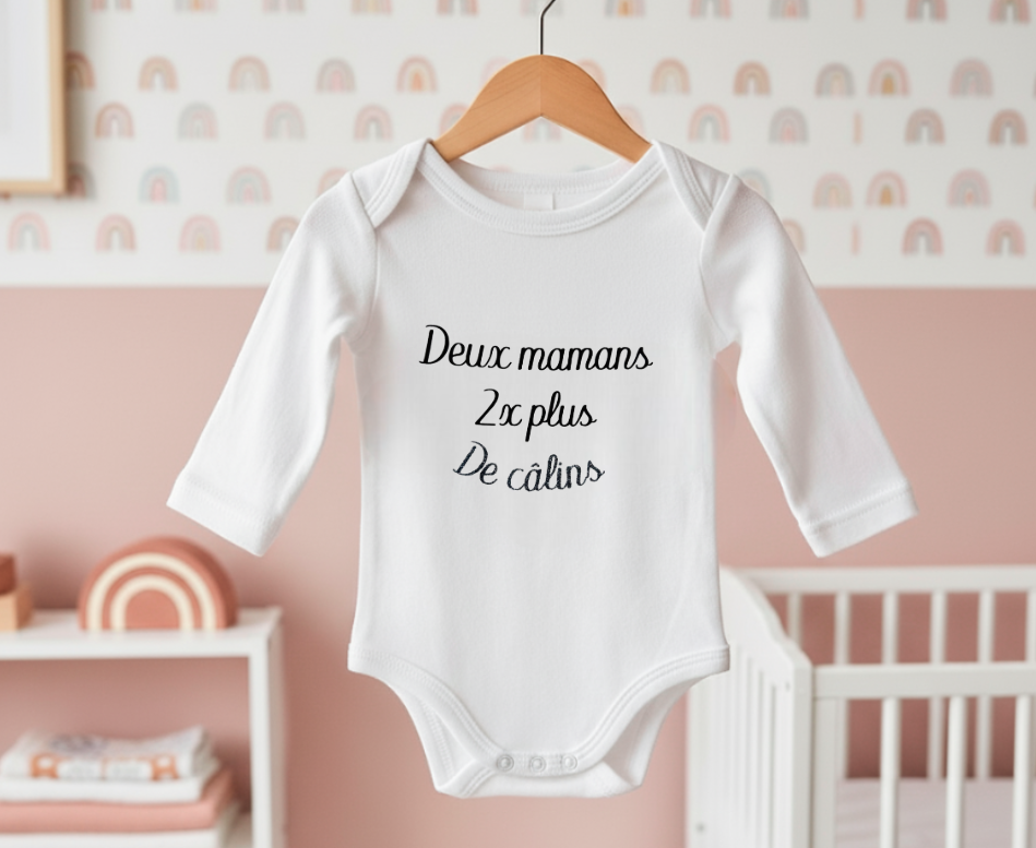 Body personnalisé "Deux mamans 2x plus de câlins"