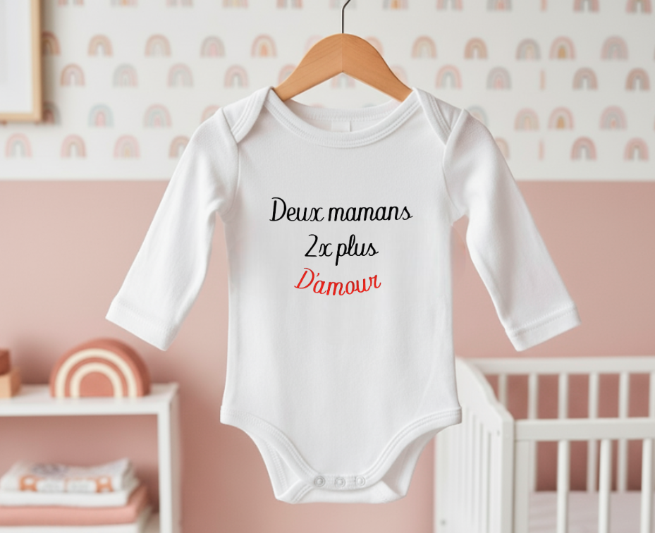 Body personnalisé "Deux mamans 2x plus d'amour"