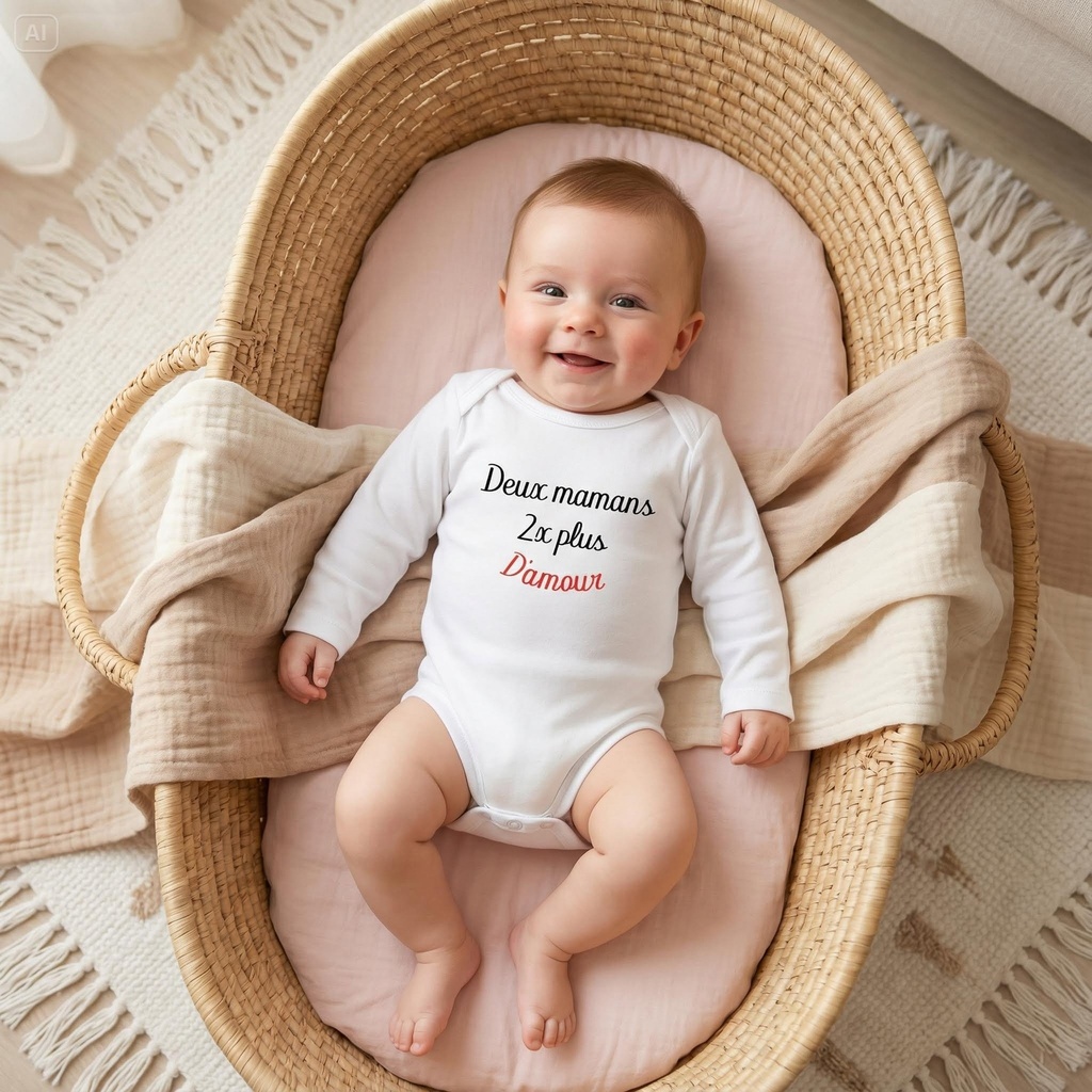 Body personnalisé "Deux mamans 2x plus d'amour"