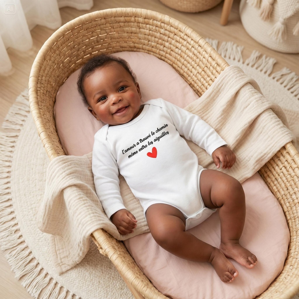 Body personnalisé "L'amour a trouvé le chemin même entre les aiguilles"