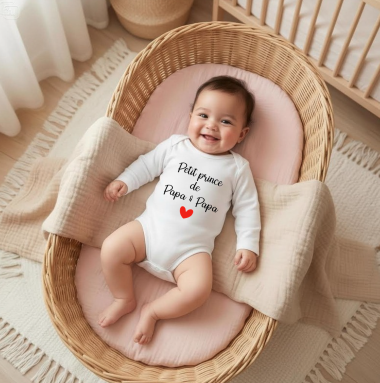Body personnalisé "Petit prince de Papa & Papa"