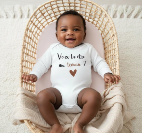 Body personnalisé "Veux-tu être ma témoin ?" 