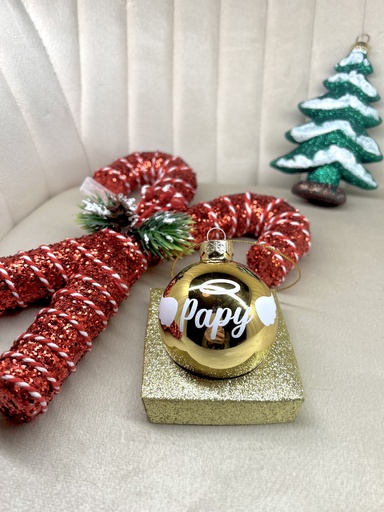 Boule de Noël en verre "PAPY" 