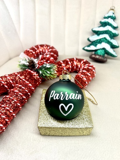 Boule de Noël en verre "PARRAIN" 