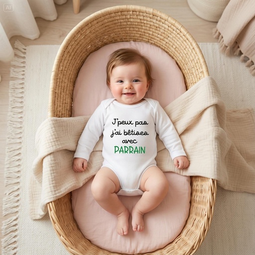 Body personnalisé "J'peux pas j'ai bêtise avec Parrain "