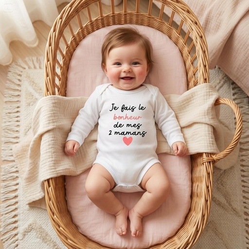 Body personnalisé "Je fais le bonheur de mes 2 mamans"