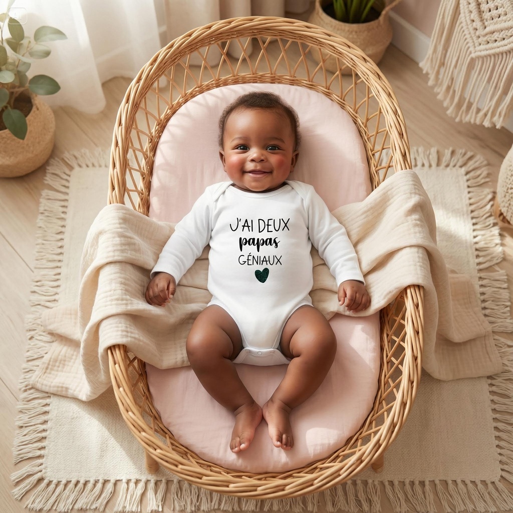 Body Bébé bio manches courtes - Papas géniaux - Meilleurs sont aide-soignants