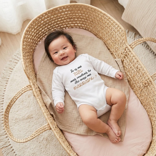 Body personnalisé "Tu es ma tata mais voudrais-tu être aussi ma marraine ?"