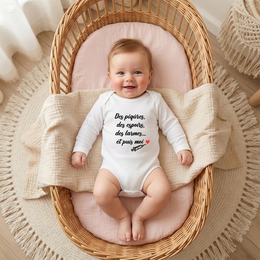 Body personnalisé "Des piqûres, des espoirs, des larmes et puis moi"