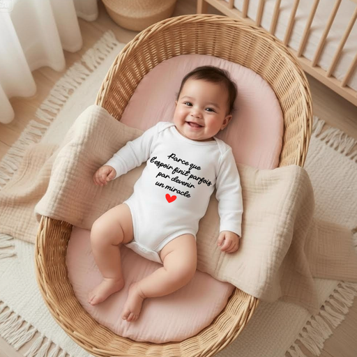 Body personnalisé "Parce que l'espoir finit parfois par devenir un miracle ❤️" 