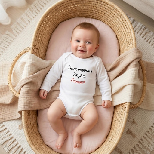 Body personnalisé "Deux mamans 2x plus d'amour"