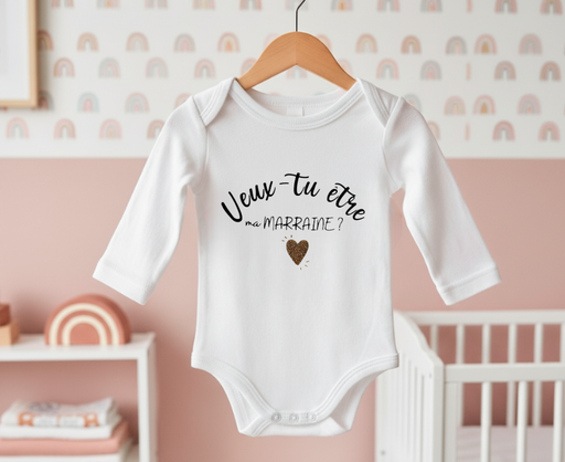 Body personnalisé "Veux-tu être ma MARRAINE ? 💜"