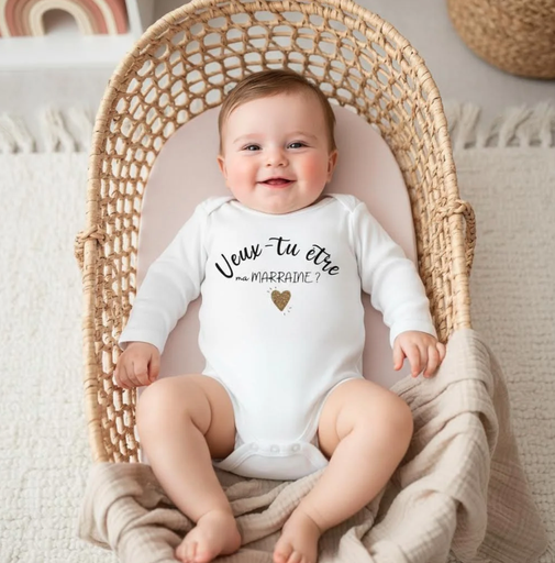 Body personnalisé "Veux-tu être ma MARRAINE ? 💜"
